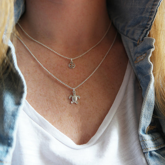 Zilveren Bedel Schildpad- Turtle charm ketting - 925 Sterling zilveren hanger - Cadeauvriendin - Kerstkado vrouw - www.momwithjewels.nl