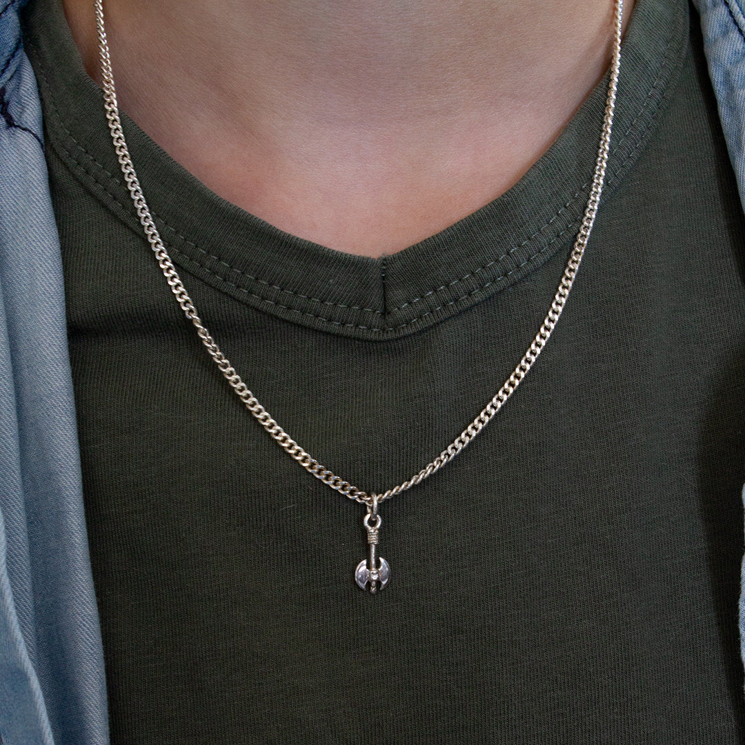 Zilveren Jongens ketting met Viking bijl bedel