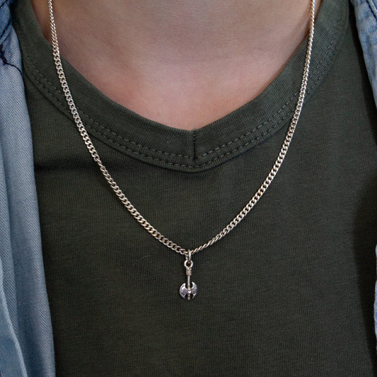 Zilveren Jongens ketting met Viking bijl bedel