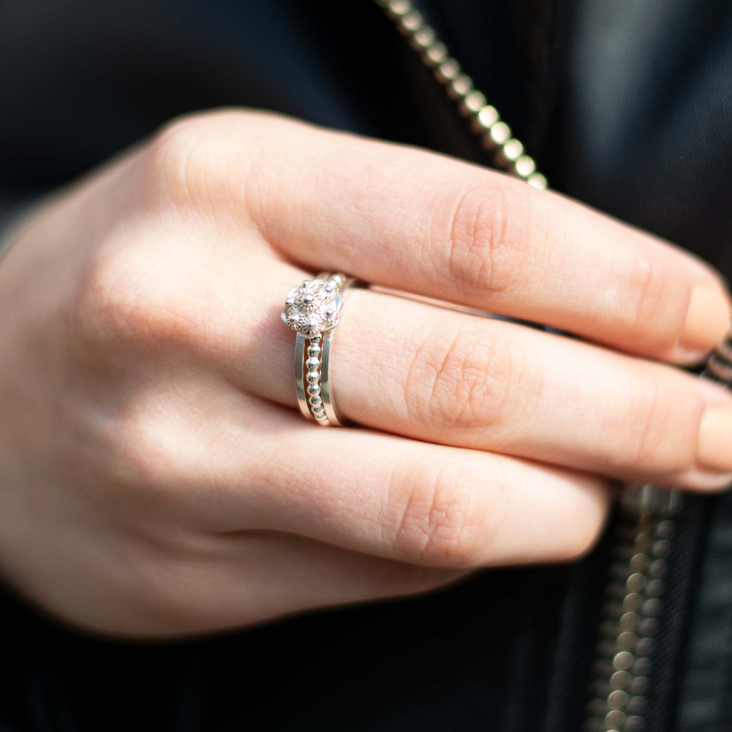 Zilveren ringen sen van 3 ringen met Zeeuwse knoop | Handgemaakte 925 Sterling Zilveren Ringenset