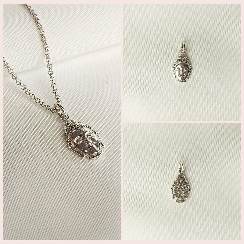 Zilveren ketting met Boeddha hanger. Boeddha bedel ook los te koop.