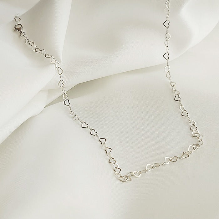 Zilveren ketting - Hartjes schakel ketting - MoM with Jewels