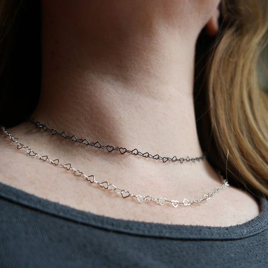 Zilveren ketting - Hartjes schakel ketting - MoM with Jewels