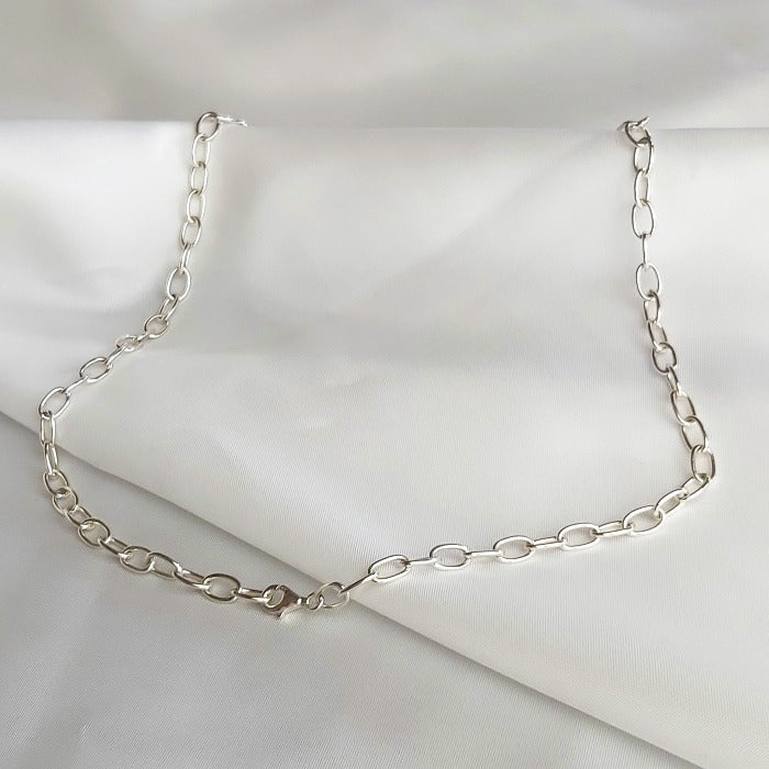 Zilveren ketting - Handgemaakte schakel ketting - MoM with Jewels
