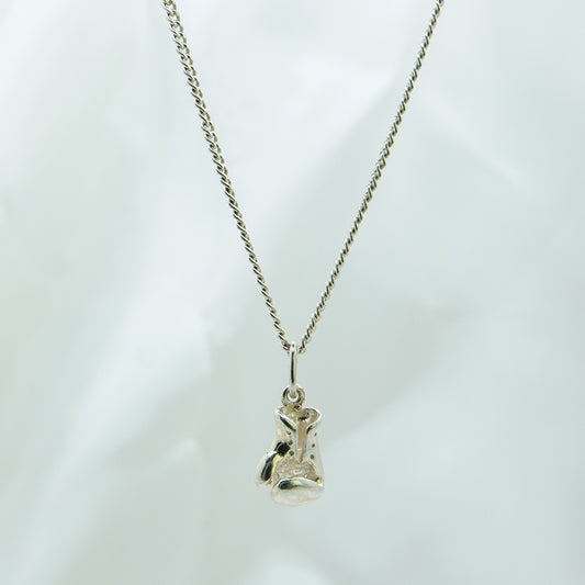 Zilveren jongens ketting | Boks handschoen