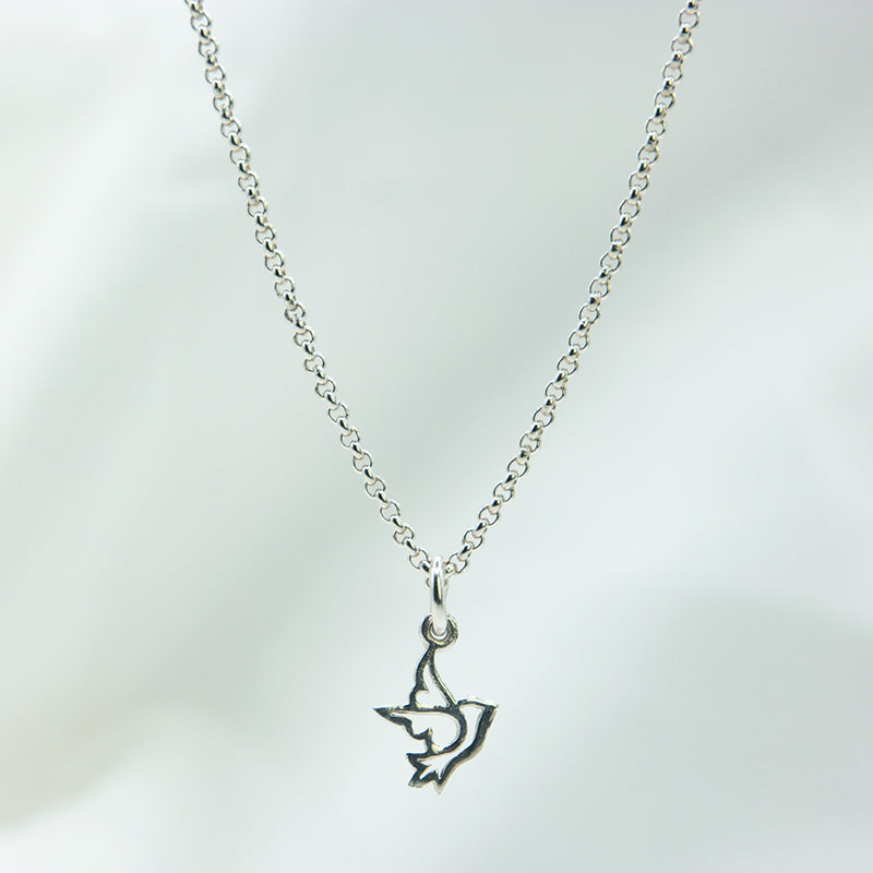 Zilveren ketting met Vogel hanger voor kinderen.