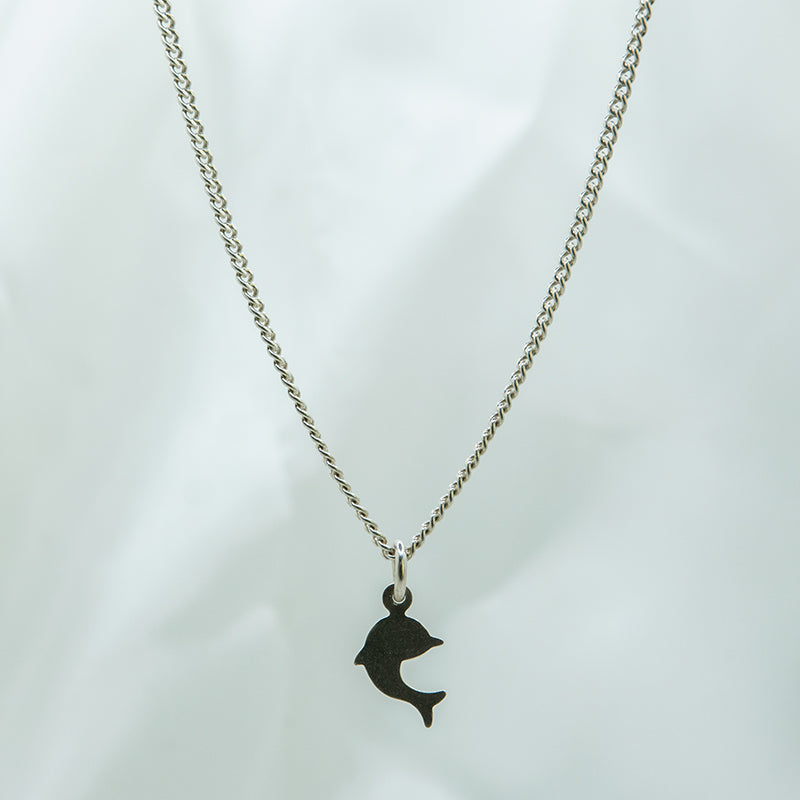 Zilveren jongensketting met dolfijn hanger.