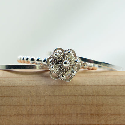 Zilveren ringen sen van 3 ringen met Zeeuwse knoop | Handgemaakte 925 Sterling Zilveren Ringenset