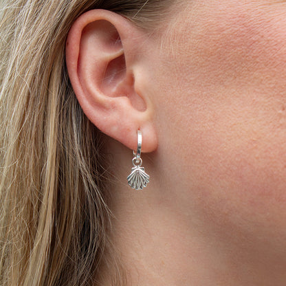 Zilveren schelp hangers voor oorringen. 