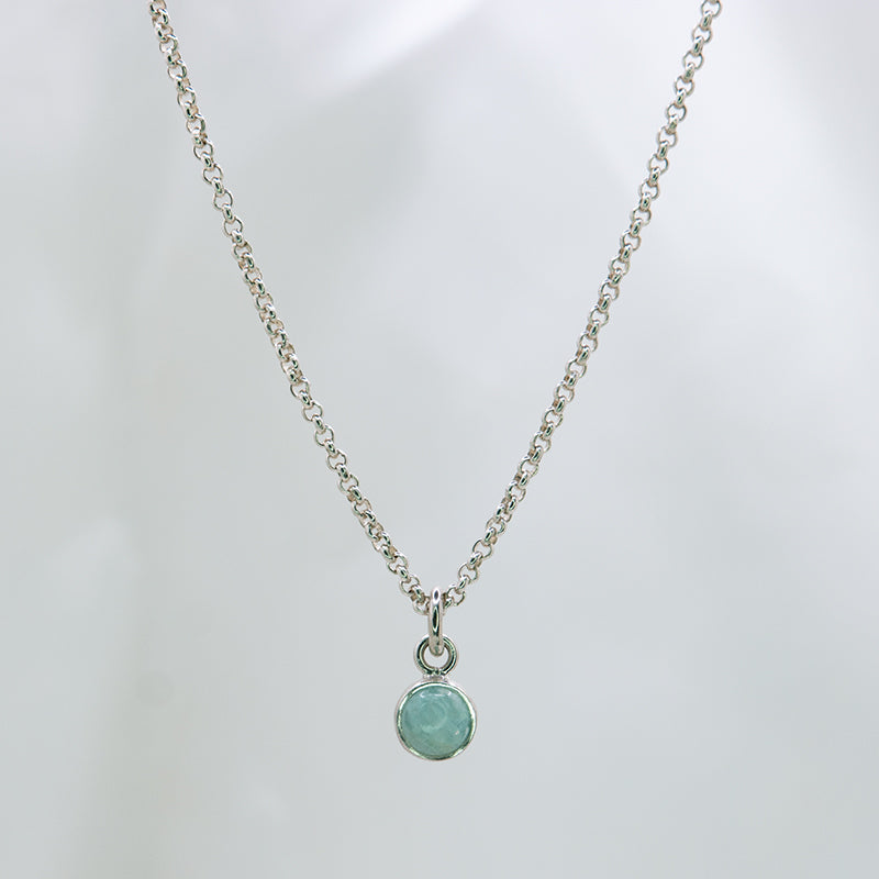 Zilveren ketting met Amazoniet hanger voor kinderen.