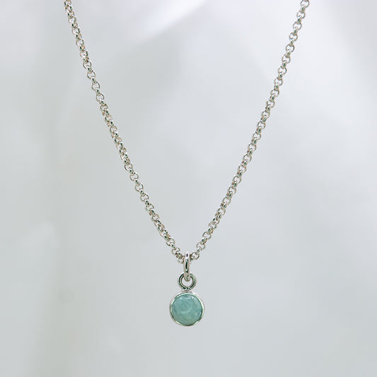 Zilveren ketting met Amazoniet hanger voor kinderen.