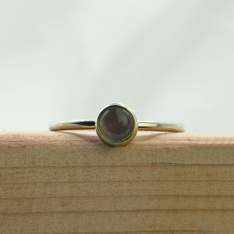 Zilveren Stapelring met Rookkwarts.