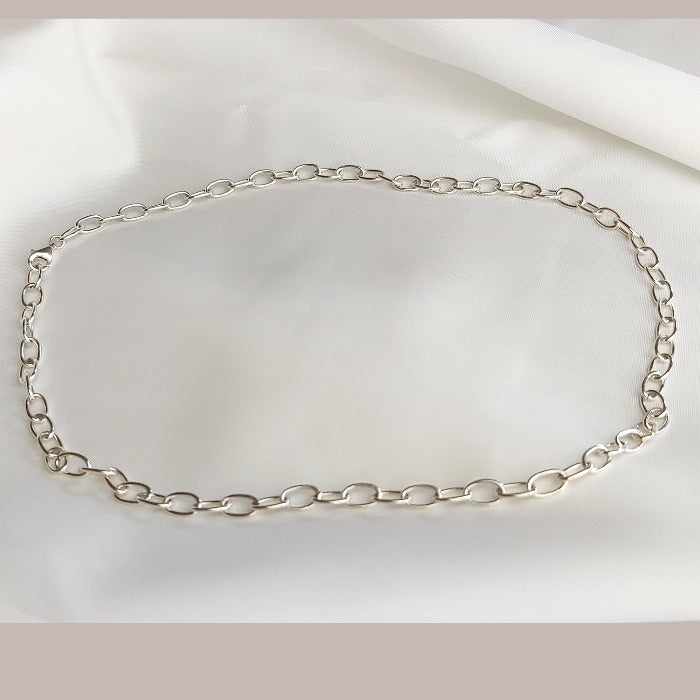 Zilveren ketting - Handgemaakte schakel ketting - MoM with Jewels